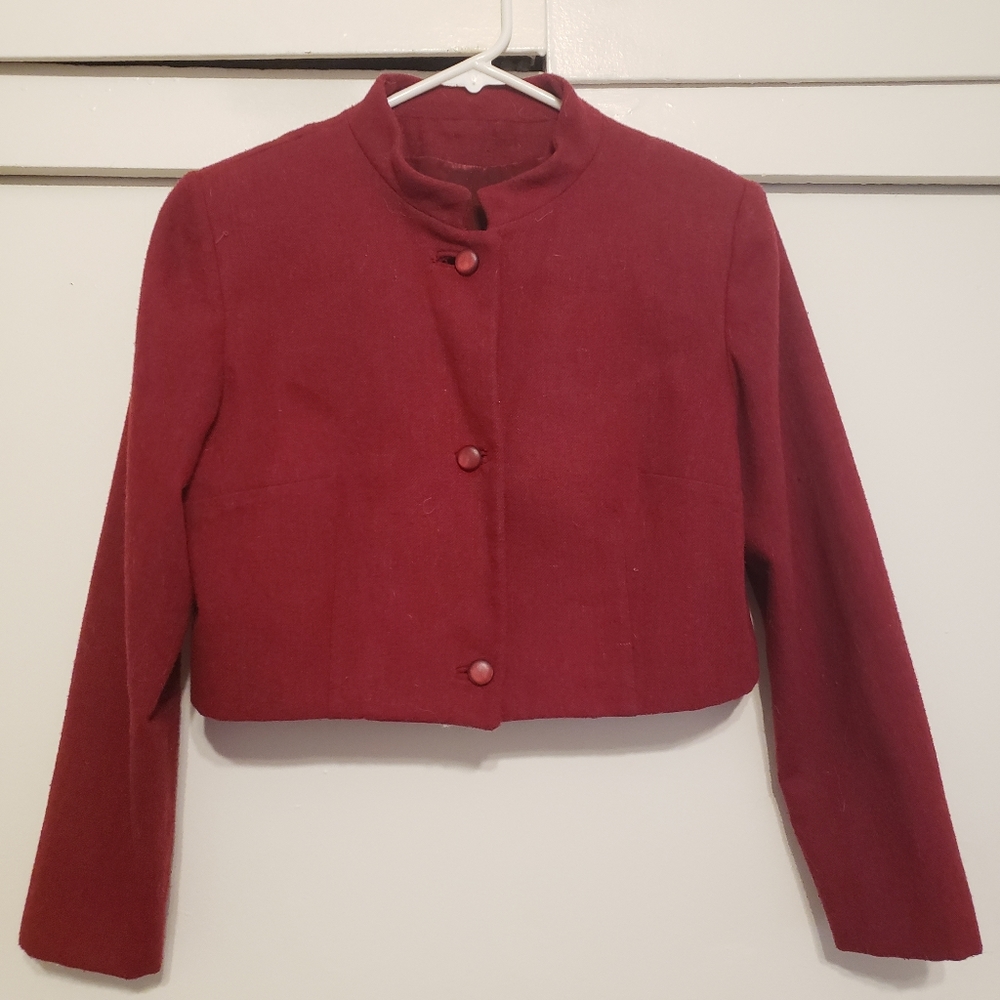 Red Cropped Regency Style Spencer Jacket Lined Handmade